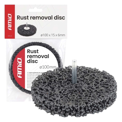 Disc abraziv din fibra netesuta pentru indepartarea ruginii AMIO, 100x15 mm, tija 6 mm