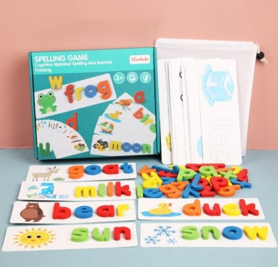 Joc educativ din lemn – Litere 3D & Spelling Game pentru alfabet si limba engleza