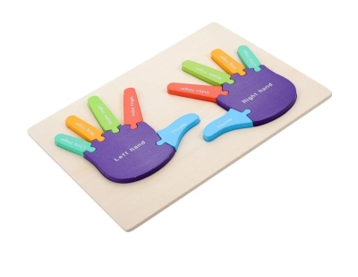 Puzzle Montessori, Mana Dreapta si Stanga, Instrument Educativ pentru Recunoasterea Lateralitatii, 3 ani+
