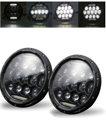 Set de 2 bucăți LED halogen Universal 7 inch 18 cm, 12V-24V faruri scurte/lungi cu lumini de zi DRL, alb, 8000lm pentru ATV, jeep, motocicletă, camion, tractor și altele