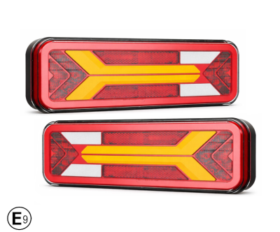 Set 2 Stopuri LED spate multifunctionale 12-36V, semnalizare dinamica, pozitie, frana, marsarier si ceata, E-Mark E9, IP66, 283x100 mm
