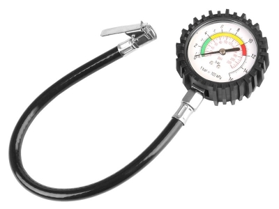 Manometru profesional pentru presiunea anvelopelor 15 BAR / 220 PSI cu furtun flexibil si cap metalic pentru autoturisme, SUV-uri si camioane - Carmotion