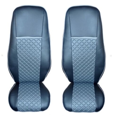 Set huse 1+1 din piele ecologica pentru VOLVO FH12 2006- 2015 - Gri/Negru
