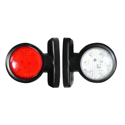 Set 2X Lampa Laterala LED Flexzon, 85mm, 12v - 24v, Rosu si Alb, Cauciuc, Pentru Remorca, Camion