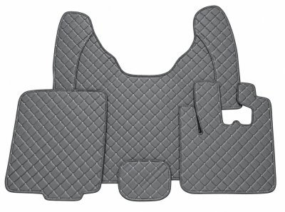 Covorase Auto din Piele Ecologica pentru DAF XF 106, Cutie Automata, Matlasate, Premium, Culoare Gri cu Cusatura Gri