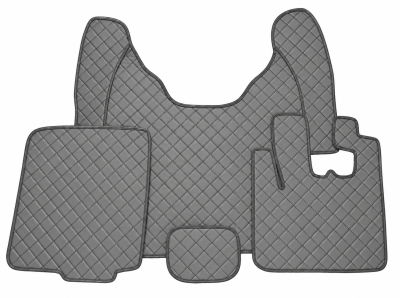 Covorase Auto din Piele Ecologica pentru DAF XF 105, Cutie Automata, Matlasate, Premium, Culoare Gri cu Cusatura Gri