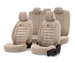 Set tapiterie luxoasa OTOM textil cu piele ecologica GTI SPORTS Design – Bej cu cusatura bej, pentru scaune fata si spate