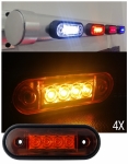 Set 4X Lampa Laterala Flexzon, Gabarit, Spatele Curbat a se Potrivi Rollbar, Bullbar, 4 LED-uri, Galbena, 12V-24V