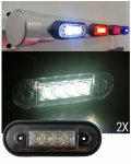 Set 2X Lampa Laterala Flexzon, Gabarit, Spatele Curbat a se Potrivi Rollbar, Bullbar, 4 LED-uri, Alba, 12V-24V