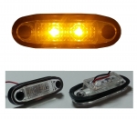 Indicator LED, marker, cu cauciuc, culoare galben portocaliu, oval, E-Mark, 24V, 7.5 cm