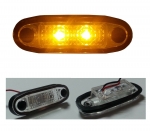 Indicator LED, marker, cu cauciuc, culoare galben portocaliu, oval, E-Mark, 12V, 7.5 cm