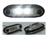 Indicator LED, marker, cu cauciuc, culoare alb, oval, E-Mark, 12V, 7.5 cm