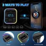 Transmitator FM auto, Bluetooth 5.0, Maini libere, RGB, Afisaj LED, 2 x USB, 12V-24V, Negru