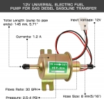 Pompa electrica universala de combustibil, 12V