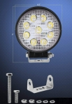 Far LED rotund, lampă cu LED-uri, cu lumină difuză FLOOD, 12V 24V, subțire (Slim), 27W