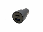 Incarcator Аuto Universal Cu 2 x 18W porturi USB si Incarcare Rapida, USB si TYPE C, Lumina Albastra, Carcasă Metalică, 12V - 24V