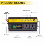 Invertor de tensiune de la 12V la 220V 5000W cu afișaj digital