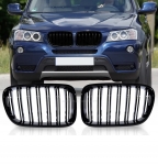 Grile duble pentru BMW X3 F25 înainte de facelift 2010-2014 Luciu Negru