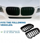 Grile duble pentru BMW X3 F25 înainte de facelift 2010-2014 Luciu Negru