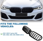 Grile duble pentru BMW Seria 5 Facelift G30 G31 G38 2020-2023 lac negru lucios