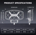 Proiector LED universal cu halogen 12V-24V 90W alb-galben pentru ATV jeep camion tractor utilaje agricole și alte echipamente