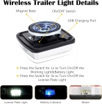 Lămpi de frână LED wireless cu magnet, pentru remorcă caravană camper sau trailer 12V - 24V