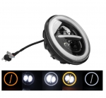 Halogen LED universal cu fază scurtă/lungă semnalizator alb-galben 7500 lm pentru ATV SUV motocicletă camion tractor și altele 18 cm 12V-24V 