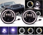 Set Far universal LED de 7" inci 18 cm cu halogen 12V-24V fază scurtă/lungă cu lumini de zi DRL semnalizare alb-galben 7000 lm potrivit pentru ATV jeep motocicletă camion tractor și altele