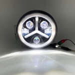 Halogen universal LED  fază scurtă/lungă cu semnalizare alb-galben 7000 lm potrivit pentru ATV jeep motocicletă camion tractor și altele, 18 cm, 12V-24V