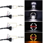 Far LED universal fază scurtă/lungă cu lumini de zi DRL semnalizare alb-galben 6500 lm potrivit pentru ATV jeep motocicletă camion tractor și altele 18 cm 12V-24V