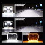 Halogen led, scurt/lung și semnalizări alb-gălbui 20 x 14 cm pentru ATV jeep motocicletă camion tractor și altele 60W, 12V-24V