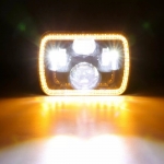 Halogen led, scurt/lung și semnalizări alb-gălbui 20 x 14 cm pentru ATV jeep motocicletă camion tractor și altele 60W, 12V-24V