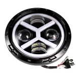 Far universal cu Led, de 7" inch 18 cm, 12V-24V, fază scurtă/lungă cu lumini de zi DRL, semnalizare alb-galben, 4000 lm, potrivit pentru ATV, jeep, motocicletă, camion, tractor și altele