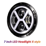 Far universal cu Led, de 7" inch 18 cm, 12V-24V, fază scurtă/lungă cu lumini de zi DRL, semnalizare alb-galben, 4000 lm, potrivit pentru ATV, jeep, motocicletă, camion, tractor și altele