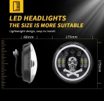 Far universal cu LED de 7" inch 18 cm, 12V-24V, cu fază scurtă/lungă, lumini de zi DRL, semnalizare alb-galben cu iluminare de fundal RGB în 6 culori diferite, potrivit pentru ATV, jeep, motocicletă, camion, tractor și altele