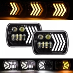 Set universal 5x7" inchi LED halogen 12V-24V scurt/long cu DRL lumini de zi, semnalizare alb-galben 8250lm pentru ATV, jeep, motocicletă, camion, tractor etc., stânga și dreapta