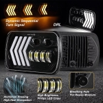 Set universal 5x7" inchi LED halogen 12V-24V scurt/long cu DRL lumini de zi, semnalizare alb-galben 8250lm pentru ATV, jeep, motocicletă, camion, tractor etc., stânga și dreapta