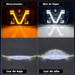 Set de 2 bucăți, LED halogen universal 5x7", 12V-24V fază scurtă/lungă cu DRL lumini de zi, semnalizator alb-galben 9600lm pentru ATV, jeep, camion, tractor și altele