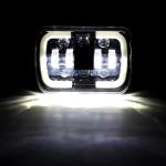 Set de 2 bucăți, LED halogen universal 5x7", 12V-24V fază scurtă/lungă cu DRL lumini de zi, semnalizator alb-galben 9600lm pentru ATV, jeep, camion, tractor și altele