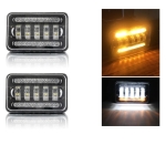 Set de 2 bucăți, LED halogen universal 5",  12V-24V fază scurtă/lungă cu DRL lumini de zi, semnalizator alb-galben 8000lm pentru ATV, jeep, camion, tractor și altele