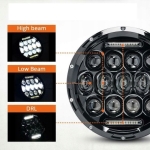 LED halogen Universal 7 inch 18 cm,  12V-24V faruri scurte/lungi cu lumini de zi DRL, alb, 4000lm pentru ATV, jeep, motocicletă, camion, tractor și altele