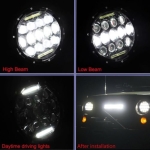 LED halogen Universal 7 inch 18 cm,  12V-24V faruri scurte/lungi cu lumini de zi DRL, alb, 4000lm pentru ATV, jeep, motocicletă, camion, tractor și altele