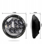 LED halogen Universal 7 inch 18 cm,  12V-24V faruri scurte/lungi cu lumini de zi DRL, alb, 4000lm pentru ATV, jeep, motocicletă, camion, tractor și altele