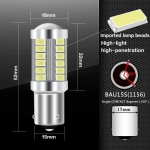 Set de 2 buc. Becuri LED, 33 SMD, cu lupă, BAU15S 1156 (P21W), 12V, Lumină Albă cu pini împrăștiați (150°)