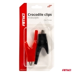 Set de 2 cleme izolate tip crocodil pentru baterii auto, 25A, roșu - negru