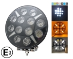 Far LED cu halogen alb portocaliu Ø 218 mm 12V 24V cu 12 diode pentru jeep, camion, tractor, excavator, utilaje agricole și altele.