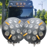 Far halogen LED cu DRL alb - galben Ø 218 mm 12V - 24V E-mark pentru Jeep, Camion, Tractor, Excavator, Mașini Agricole și altele.