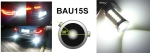 Bec LED, 33 SMD, cu lupă, BAU15S 1156 (PY21W), 12V, Lumină Albă