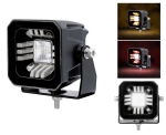 Far universal LED cu lumină albă + poziție roșie și portocalie DRL 12V - 24V E-mark pentru camion, tractor, ATV, jeep, utilaje agricole și alte vehicule.