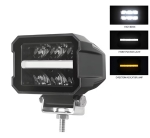 Far universal LED cu lumină albă și lumini de zi DRL alb-portocaliu 12V - 24V E-mark pentru camion, tractor, ATV, jeep, utilaje agricole și alte vehicule.